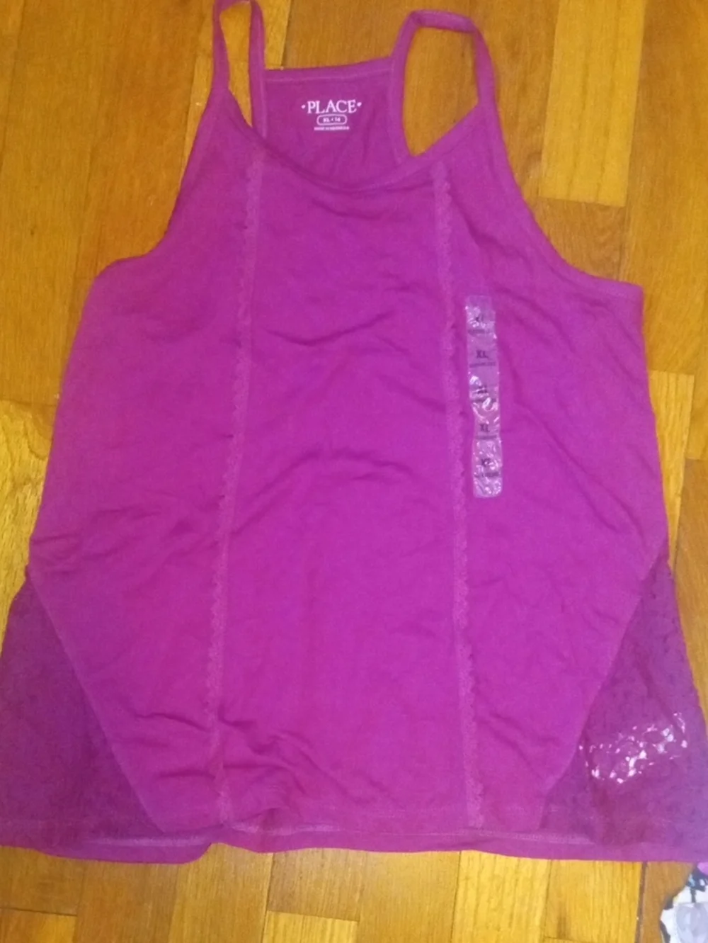 Magenta Racerback Tank & Floral Print Shorts Set girl XL